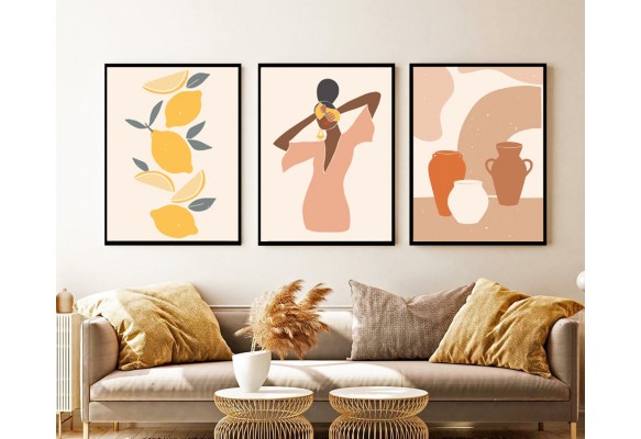 ÇERÇEVELİ ÜÇLÜ ABSTRACT TABLO SETİ